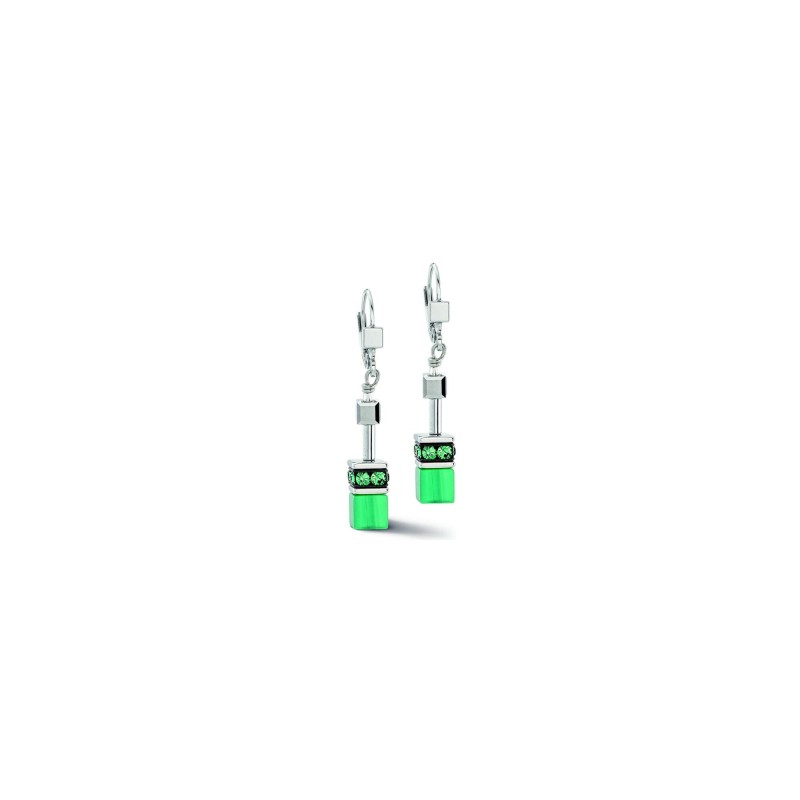 Boucles d'oreilles Coeur de Lion GeoCUBE Iconic en acier et strass - bijouterie haillot la seyne sur mer
