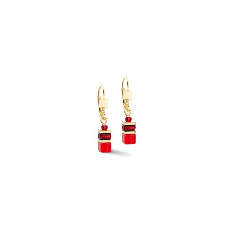 Boucles d'oreilles Coeur de Lion GeoCUBE Iconic Lite en acier doré, strass et polaris - bijouterie haillot la seyne sur mer