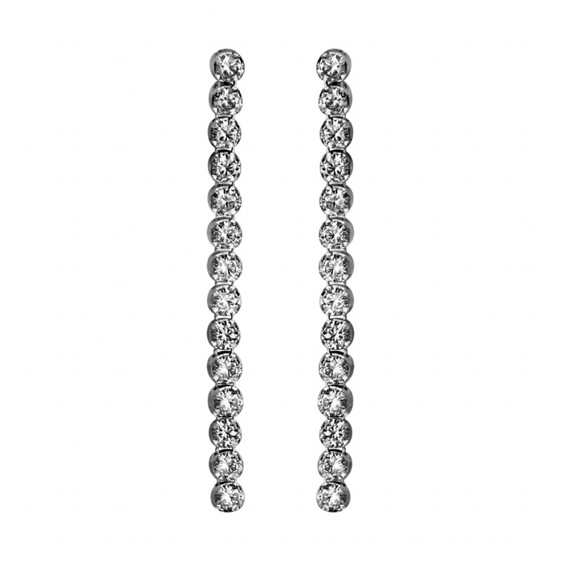 Boucles d'oreilles argent rhodié pendantes oxydes blancs sertis longues - bijouterie haillot la seyne sur mer