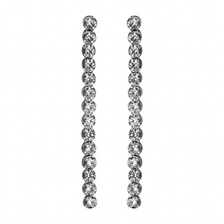 Boucles d'oreilles argent rhodié pendantes oxydes blancs sertis longues - bijouterie haillot la seyne sur mer