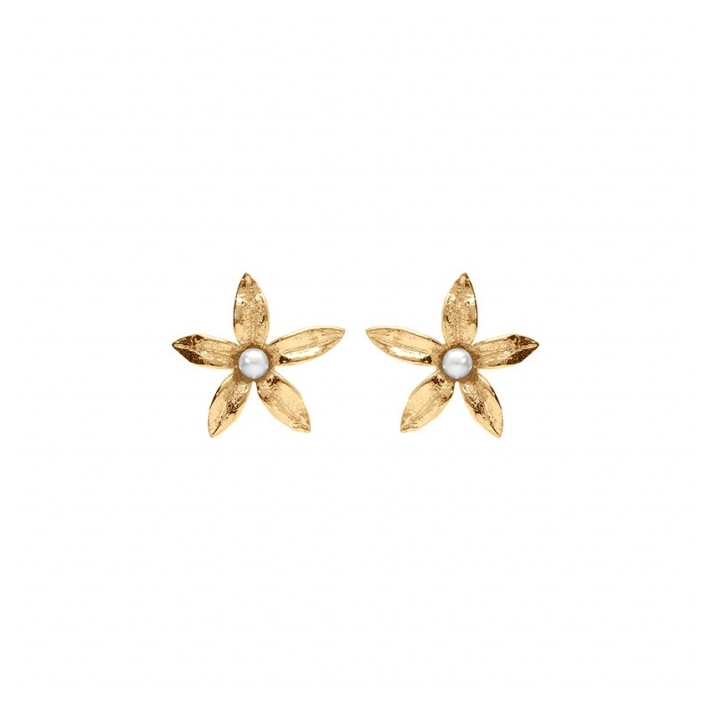 Boucles d'oreilles argent doré fleur et perle blanche - bijouterie haillot la seyne sur mer
