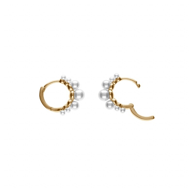 Boucles d'oreilles creole argent doré articulée perle blanche - bijouterie haillot la seyne sur mer