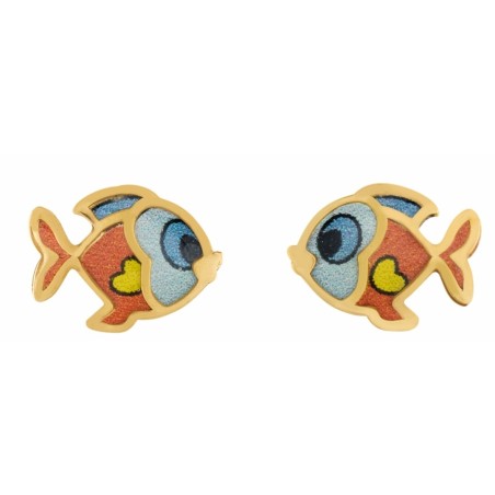 Boucle d'oreille vis poisson émail Or 18k - bijouterie haillot la seyne sur mer