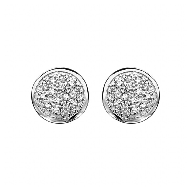 Boucles d'oreilles tige argent rhodié clou oxydes blancs sertis - bijouterie haillot la seyne sur mer