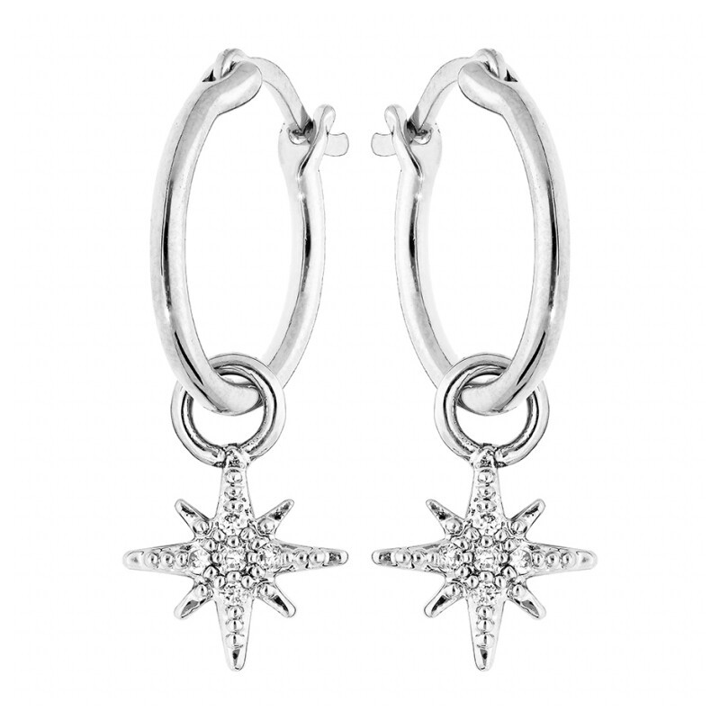 boucles d'oreilles tige argent rhodié créoles 12mm avec etoile - bijouterie haillot la seyne sur mer