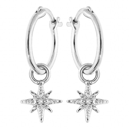 boucles d'oreilles tige argent rhodié créoles 12mm avec etoile - bijouterie haillot la seyne sur mer