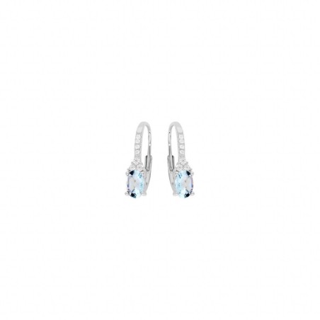 Boucles d'oreilles dormeuse argent rhodié topaze bleu et oxydes blancs sertis - bijouterie haillot la seyne sur mer