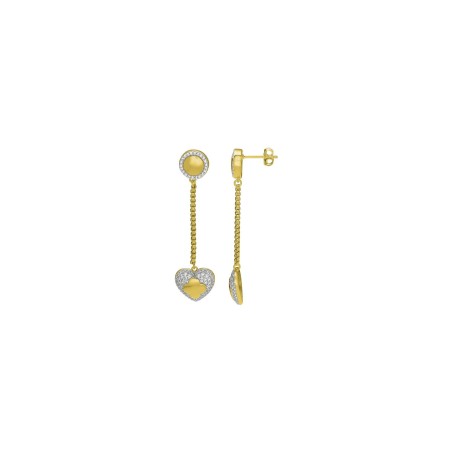 Boucles d'oreilles coeur Charles Garnier en argent doré et oxyde de zirconium - bijouterie haillot la seyne sur mer