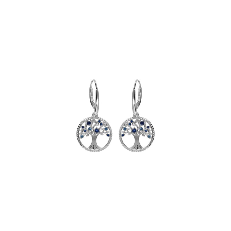 Boucles d'oreilles arbre de vie en argent rhodié et oxydes de zirconium - bijouterie haillot la seyne sur mer