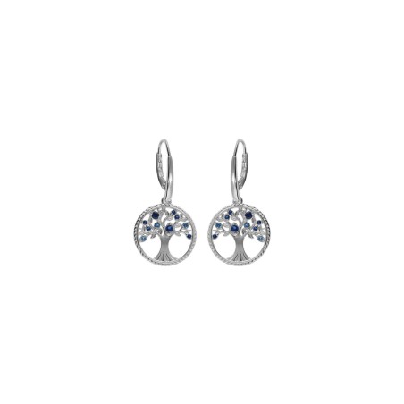 Boucles d'oreilles arbre de vie en argent rhodié et oxydes de zirconium - bijouterie haillot la seyne sur mer