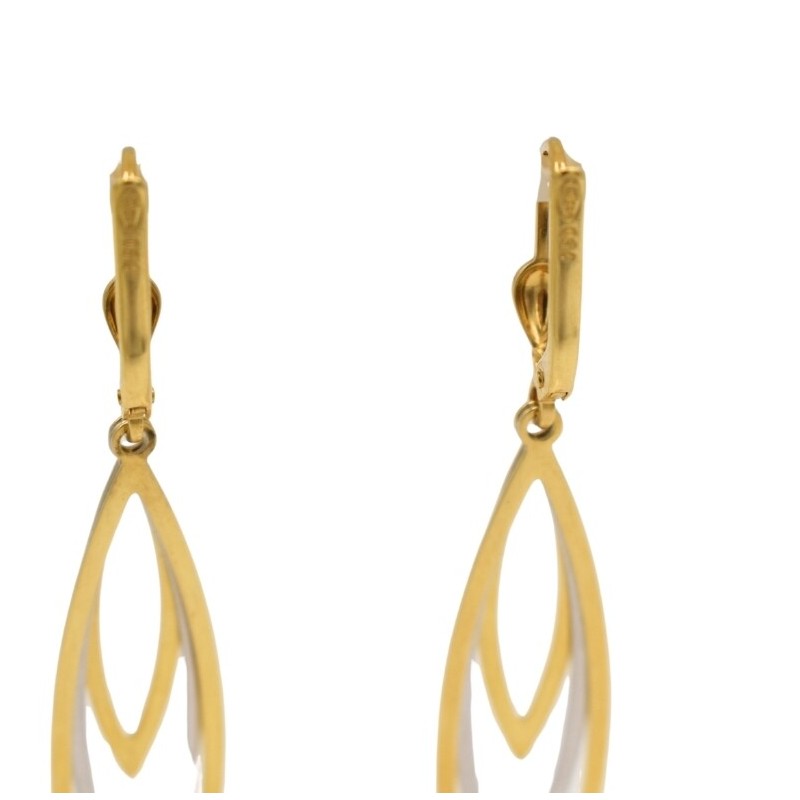 Boucles d'oreilles pendantes en or jaune et or blanc - bijouterie haillot la seyne sur mer