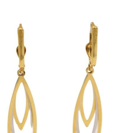 Boucles d'oreilles pendantes en or jaune et or blanc - bijouterie haillot la seyne sur mer