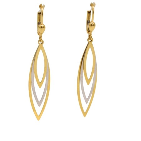 Boucles d'oreilles pendantes en or jaune et or blanc - bijouterie haillot la seyne sur mer