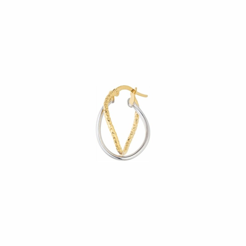 Créoles en or jaune et or blanc - bijouterie haillot la seyne sur mer