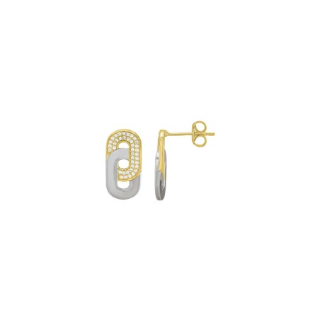 Boucles d'oreilles Charles Garnier en argent, argent doré et oxyde de zirconium - bijouterie haillot la seyne sur mer