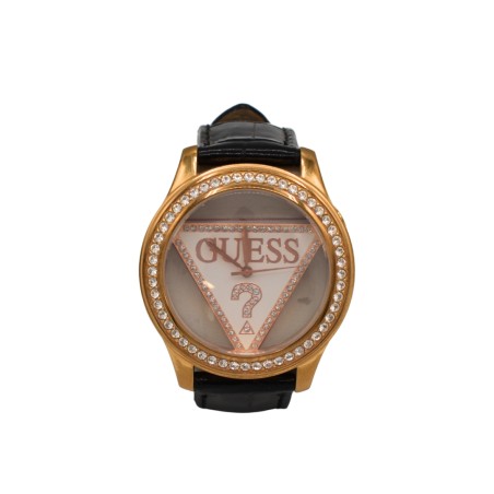 Guess Doré Ronde cuir noir - Bijouterie Haillot La Seyne Sur Mer 83