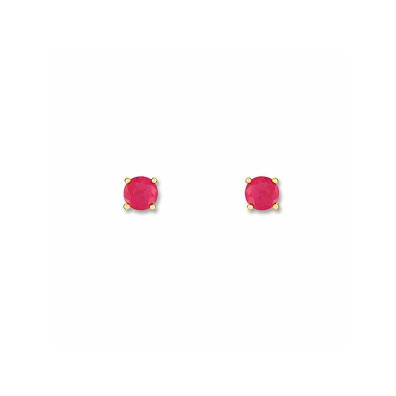 Boucles d'oreilles en or jaune et rubis - bijouterie haillot la seyne sur mer