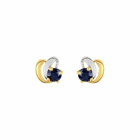 Boucles d'oreilles en or jaune, or blanc et saphir - bijouterie haillot la seyne sur mer