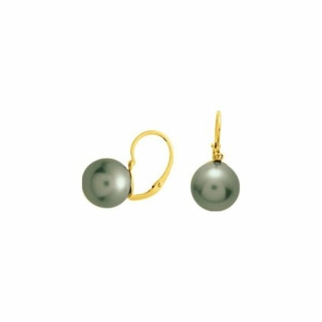 Boucles d'oreilles en or jaune et perle de Tahiti - bijouterie haillot la seyne sur mer