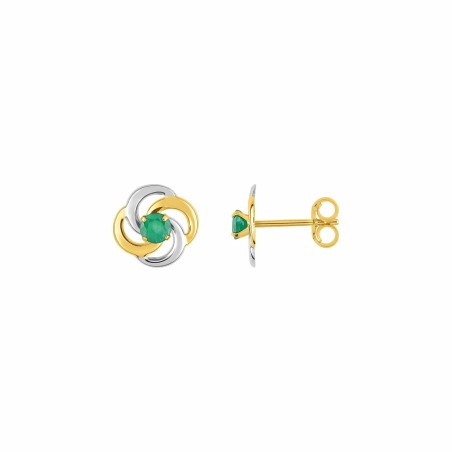 Boucles d'oreilles en or jaune et emeraude - bijouterie haillot la seyne sur mer