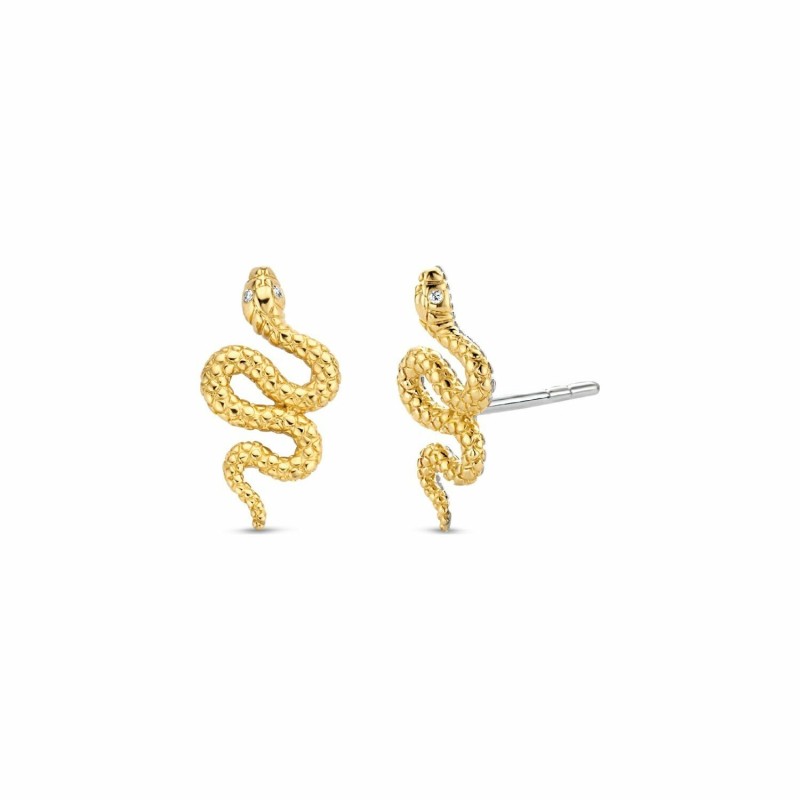 Boucles d'oreilles Ti Sento en argent rhodié doré, motif animal serpent - bijouterie haillot la seyne sur mer