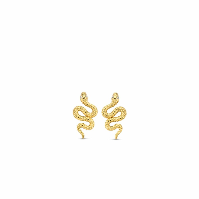 Boucles d'oreilles Ti Sento en argent rhodié doré, motif serpent - bijouterie haillot la seyne sur mer