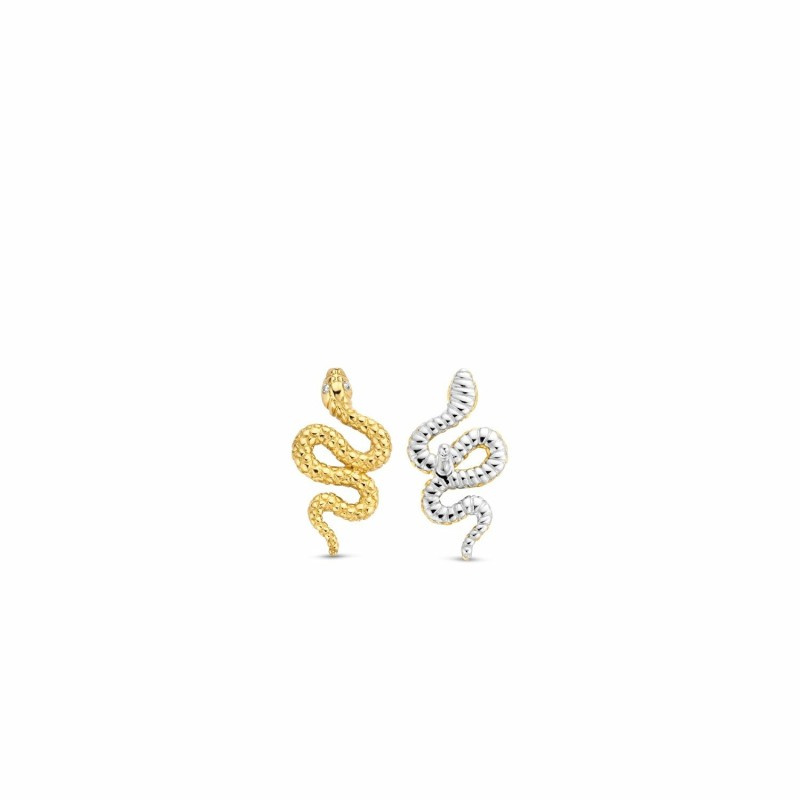 Boucles d'oreilles Ti Sento en argent rhodié doré, motif serpent - bijouterie haillot la seyne sur mer