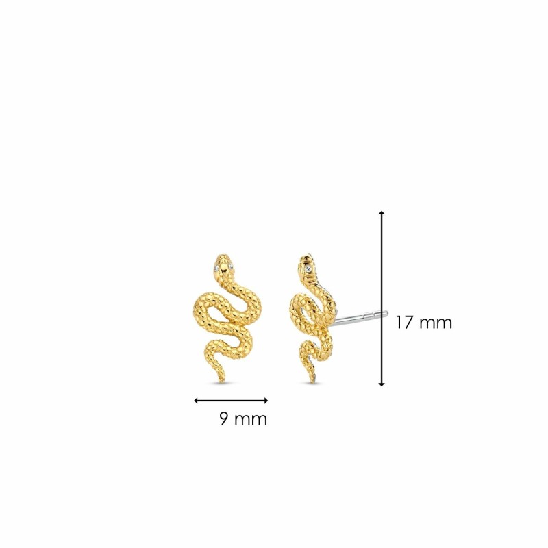 Boucles d'oreilles Ti Sento en argent rhodié doré, motif serpent - bijouterie haillot la seyne sur mer