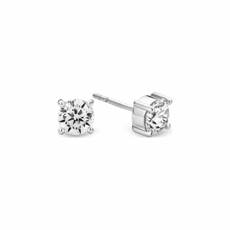 Boucles d'oreilles puces Ti Sento en argent et oxydes de zirconium, serti griffes - bijouterie haillot la seyne sur mer