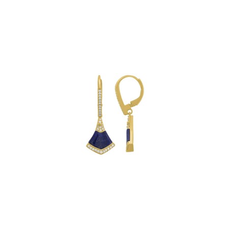 Boucles d'oreilles Charles Garnier en argent doré, lapis lazulis et oxydes de zirconium - bijouterie haillot la seyne sur mer