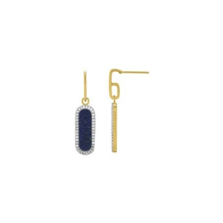 Boucles d'oreilles Charles Garnier en argent doré, oxydes de zirconium et lapis-lazuli - bijouterie haillot la seyne sur mer