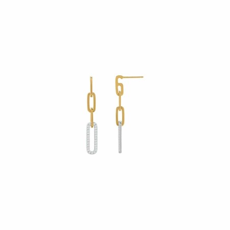 Boucles d'oreilles Charles Garnier en argent bicolore et oxydes de zirconium - bijouterie haillot la seyne sur mer