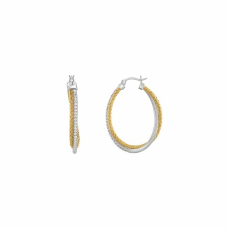 Boucles d'oreilles Charles Garnier en argent bicolore et oxydes de zirconium - bijouterie haillot la seyne sur mer