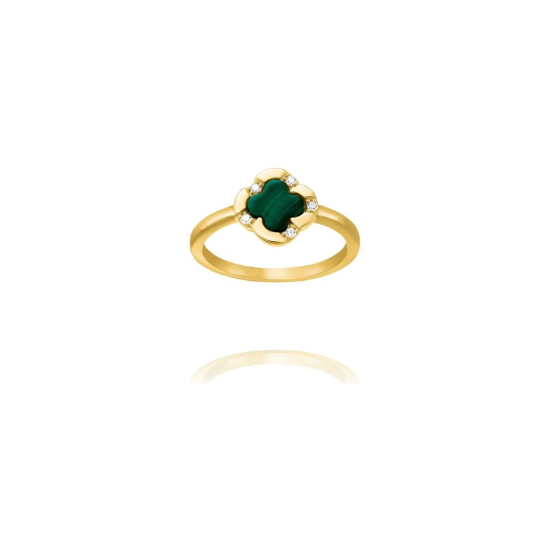 Bague Charles Garnier Légende en argent doré, malachite et oxydes de zirconium - bijouterie haillot la seyne sur mer
