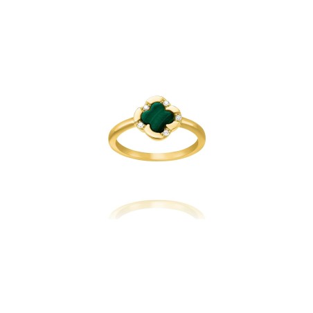 Bague Charles Garnier Légende en argent doré, malachite et oxydes de zirconium - bijouterie haillot la seyne sur mer