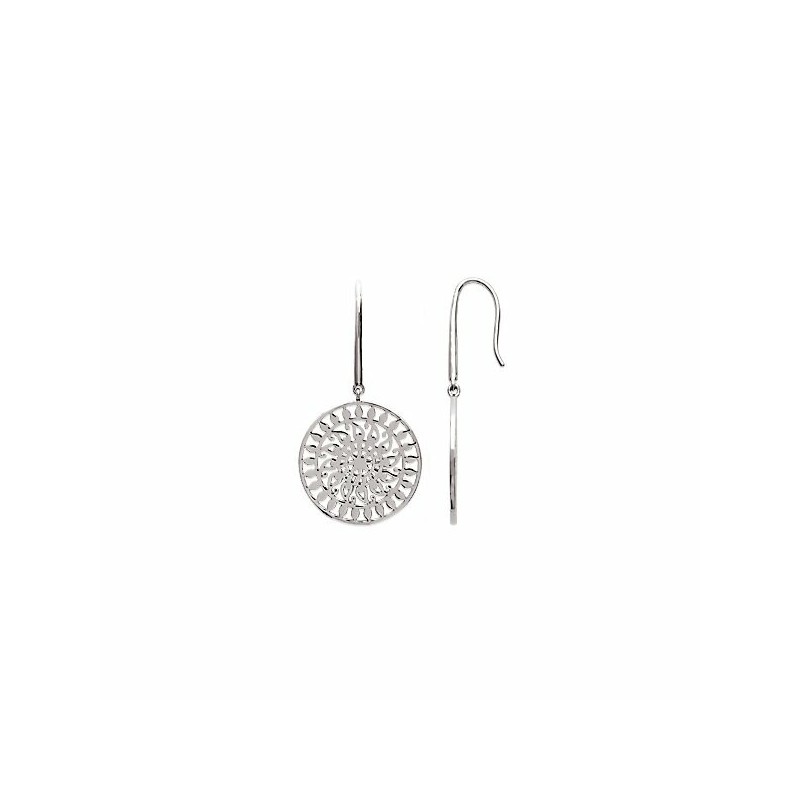 Boucles d'oreilles disque travaillé en argent rhodié - bijouterie haillot la seyne sur mer