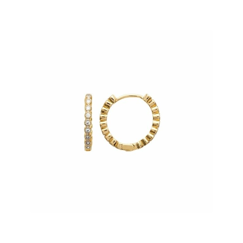 Boucles d'oreilles créoles en plaqué or et oxydes de zirconium - bijouterie haillot la seyne sur mer