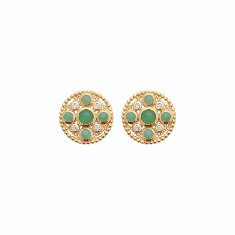 Boucles d'oreilles en plaqué or et aventurine - bijouterie haillot la seyne sur mer