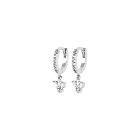Boucles d'oreilles créoles en argent rhodié et oxyde de zirconium - bijouterie haillot la seyne sur mer