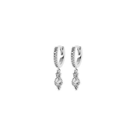 Boucles d'oreilles créoles en argent rhodié et oxyde de zirconium - bijouterie haillot la seyne sur mer