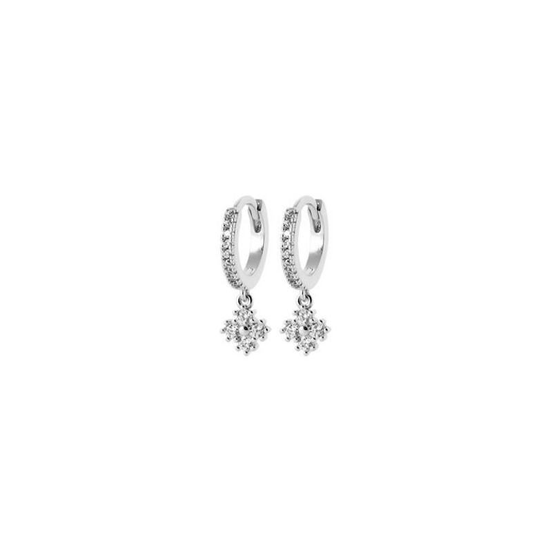 Boucles d'oreilles créoles en argent rhodié et oxyde de zirconium - bijouterie haillot la seyne sur mer