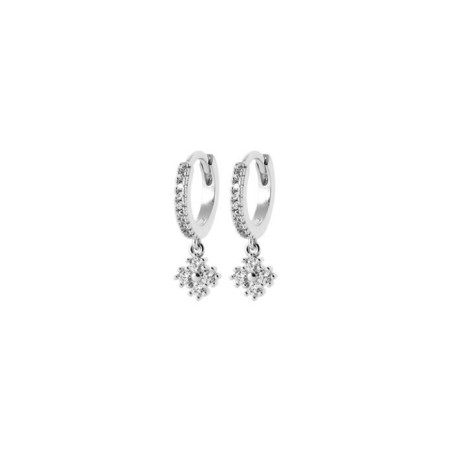 Boucles d'oreilles créoles en argent rhodié et oxyde de zirconium - bijouterie haillot la seyne sur mer
