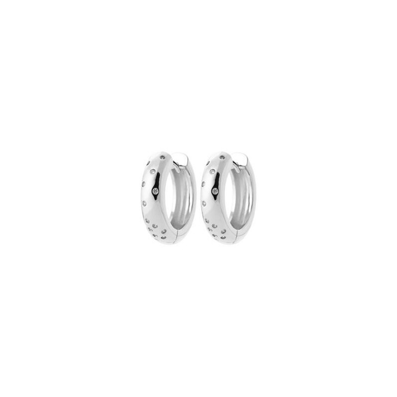Boucles d'oreilles créoles en argent rhodié et oxyde de zirconium - bijouterie haillot la seyne sur mer