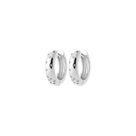 Boucles d'oreilles créoles en argent rhodié et oxyde de zirconium - bijouterie haillot la seyne sur mer