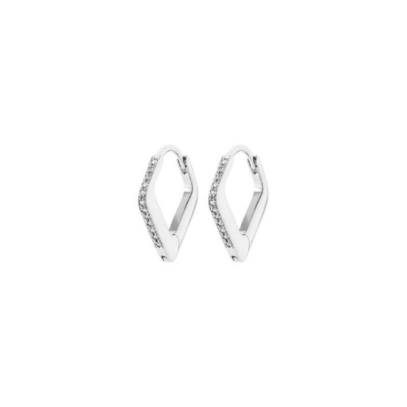 Boucles d'oreilles créoles en argent rhodié et oxyde de zirconium - bijouterie haillot la seyne sur mer