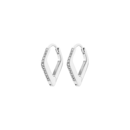 Boucles d'oreilles créoles en argent rhodié et oxyde de zirconium - bijouterie haillot la seyne sur mer