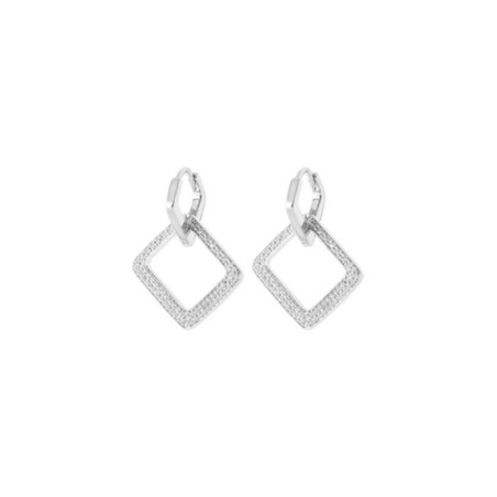 Boucles d'oreilles créoles en argent rhodié et oxyde de zirconium - bijouterie haillot la seyne sur mer