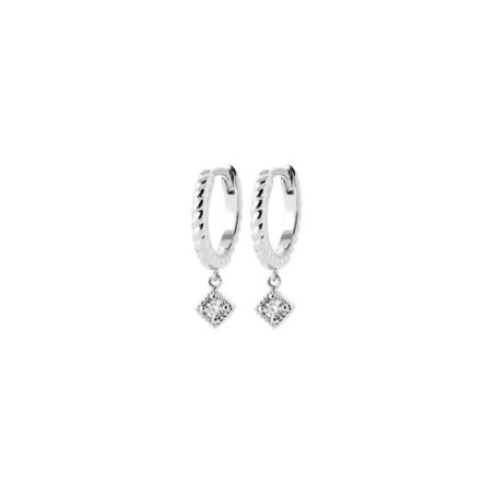 Boucles d'oreilles créoles en argent rhodié et oxyde de zirconium - bijouterie haillot la seyne sur mer