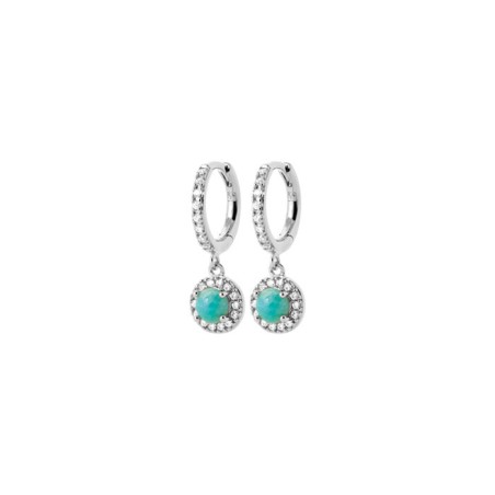 Boucles d'oreilles créoles en argent rhodié, oxydes de zirconium et pierres de couleurs - bijouterie haillot la seyne sur mer