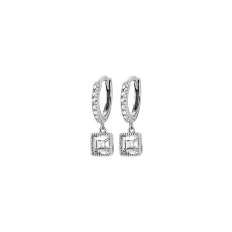 Boucles d'oreilles créoles en argent rhodié et oxydes de zirconium - bijouterie haillot la seyne sur mer